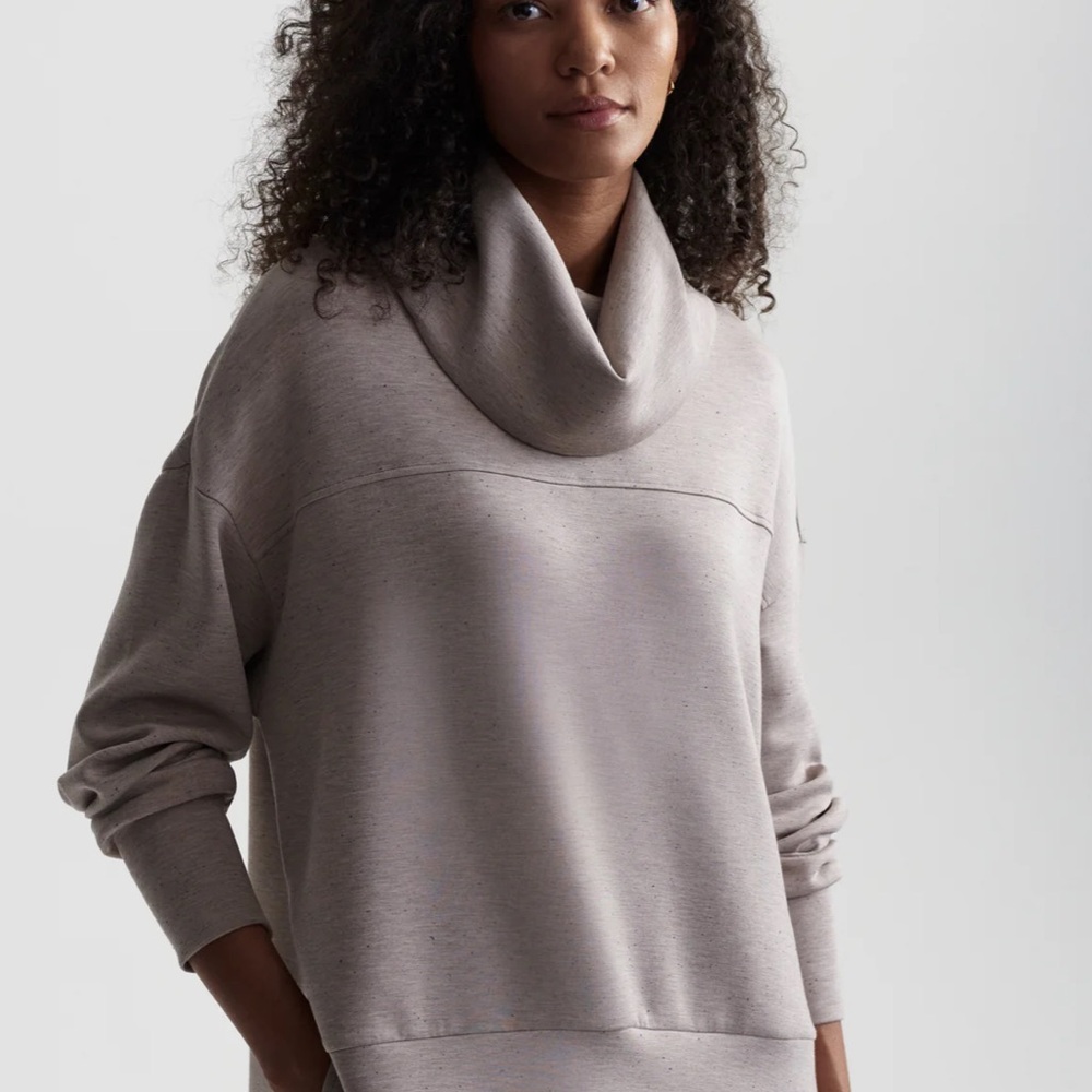 Varley Priya Longline Sweatshirt in Taupe Marl Fleck